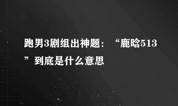 跑男3剧组出神题：“鹿晗513”到底是什么意思