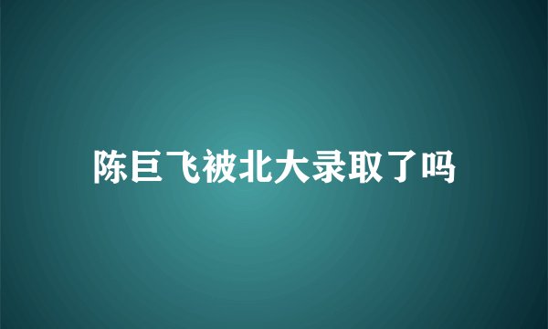 陈巨飞被北大录取了吗