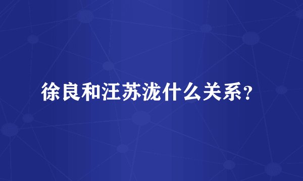 徐良和汪苏泷什么关系？