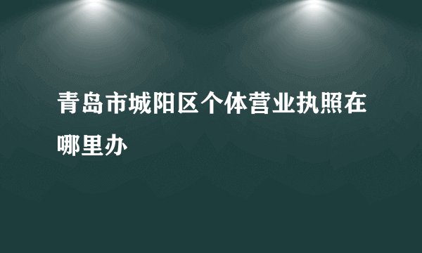 青岛市城阳区个体营业执照在哪里办