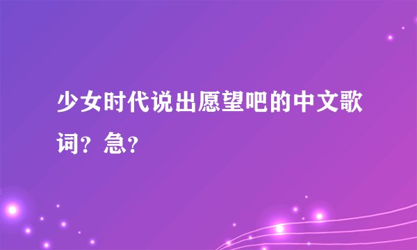 少女时代说出愿望吧的中文歌词?急?
