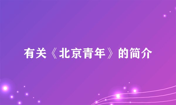 有关《北京青年》的简介