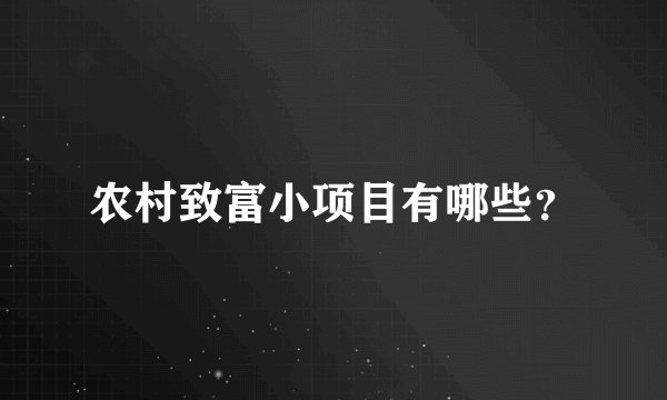 农村致富小项目有哪些？