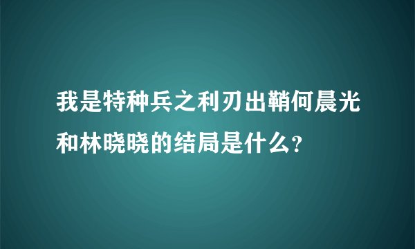 我是特种兵之利刃出鞘何晨光和林晓晓的结局是什么?