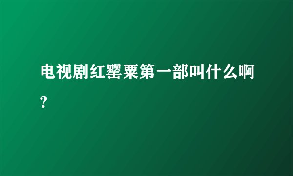 电视剧红罂粟第一部叫什么啊?