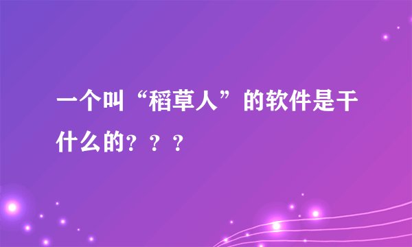 一个叫“稻草人”的软件是干什么的？？？