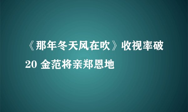 《那年冬天风在吹》收视率破20 金范将亲郑恩地