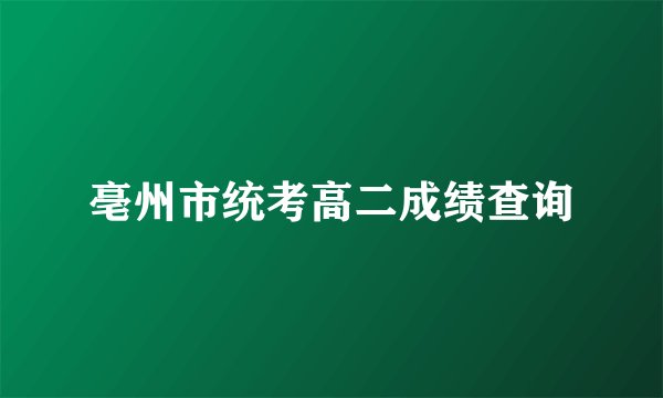 亳州市统考高二成绩查询