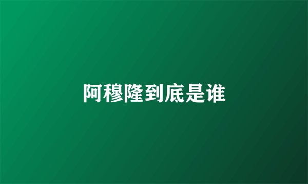 阿穆隆到底是谁