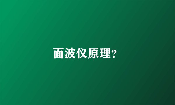 面波仪原理？