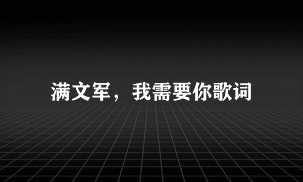 满文军，我需要你歌词