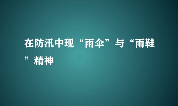 在防汛中现“雨伞”与“雨鞋”精神