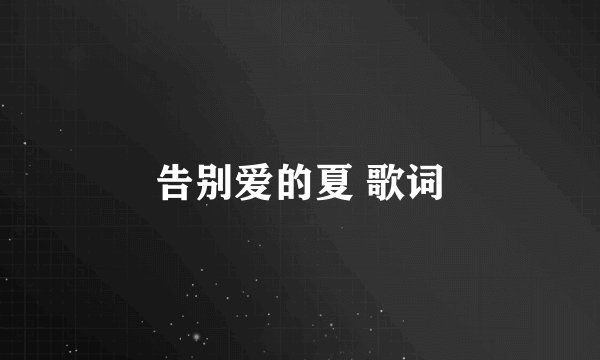 告别爱的夏 歌词