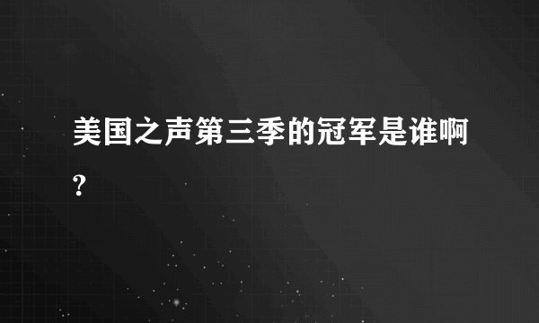 美国之声第三季的冠军是谁啊?
