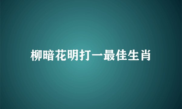 柳暗花明打一最佳生肖