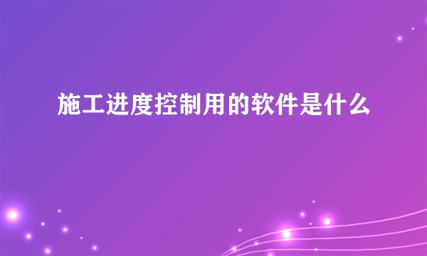 施工进度控制用的软件是什么