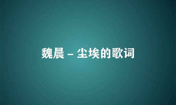 魏晨-尘埃的歌词