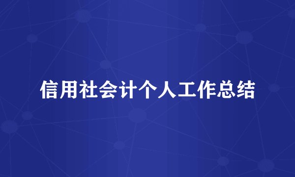 信用社会计个人工作总结