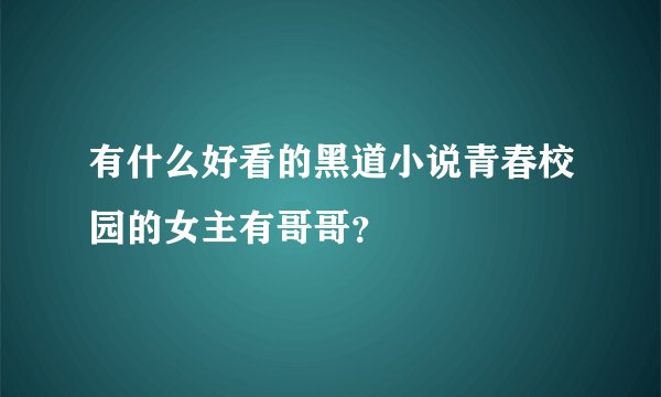 有什么好看的黑道小说青春校园的女主有哥哥？
