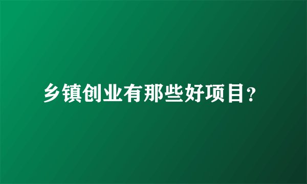 乡镇创业有那些好项目？