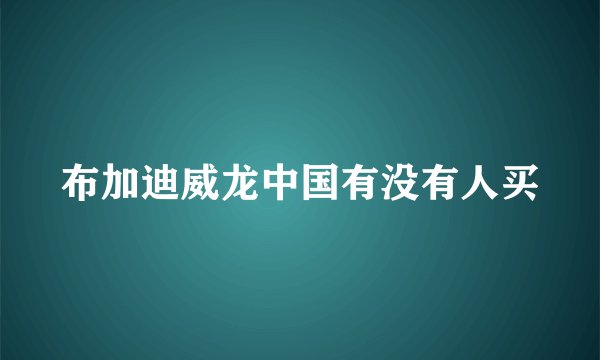布加迪威龙中国有没有人买
