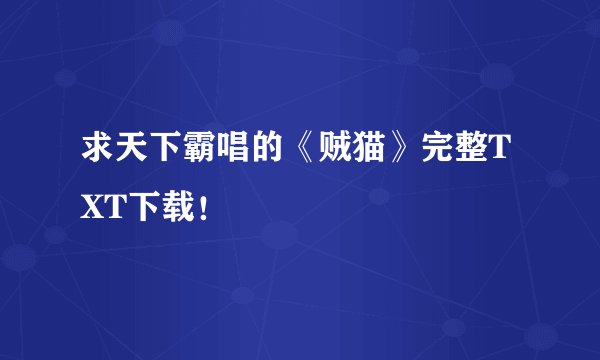 求天下霸唱的《贼猫》完整TXT下载！