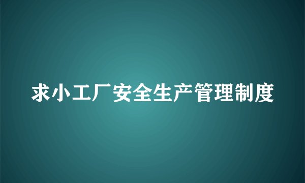求小工厂安全生产管理制度