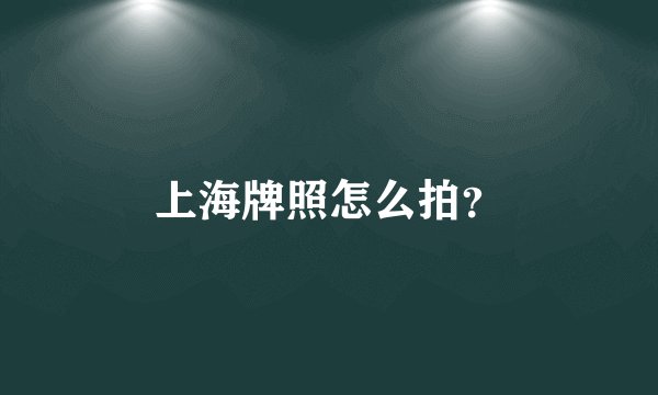 上海牌照怎么拍？