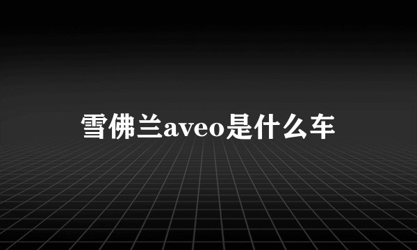 雪佛兰aveo是什么车
