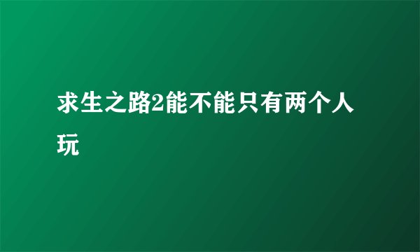 求生之路2能不能只有两个人玩