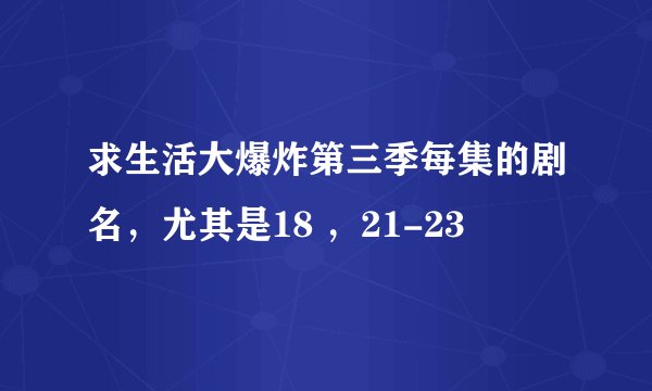 求生活大爆炸第三季每集的剧名,尤其是18 ,21-23