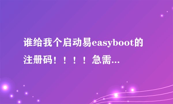 谁给我个启动易easyboot的注册码!!!!急需啊!!!!!!!!