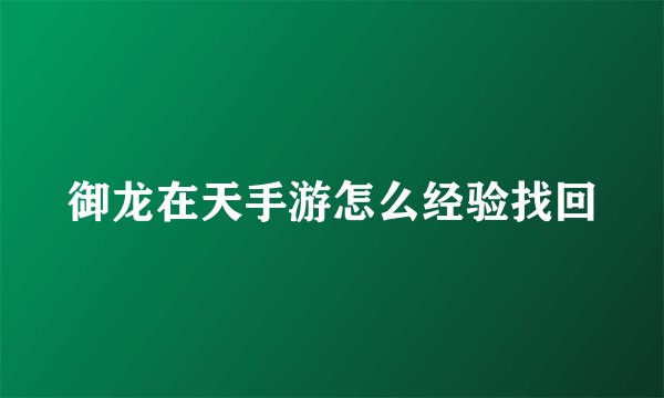 御龙在天手游怎么经验找回