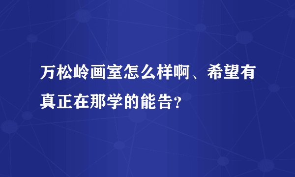 万松岭画室怎么样啊、希望有真正在那学的能告？
