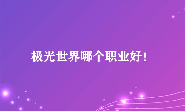 极光世界哪个职业好！