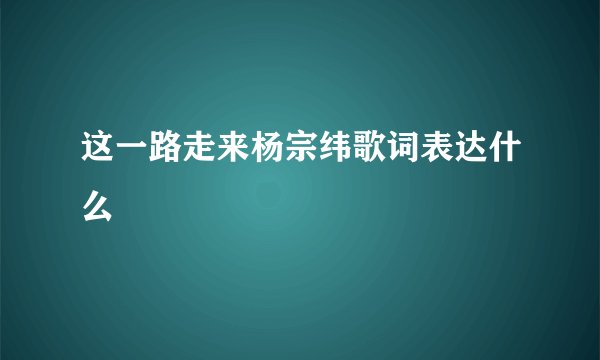这一路走来杨宗纬歌词表达什么