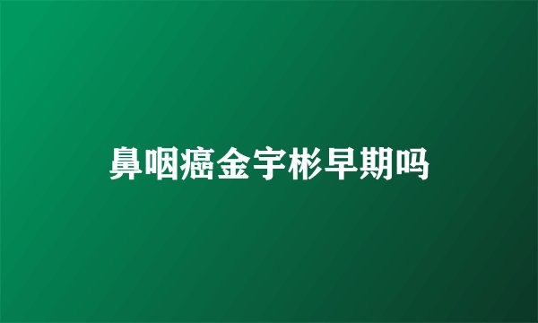 鼻咽癌金宇彬早期吗