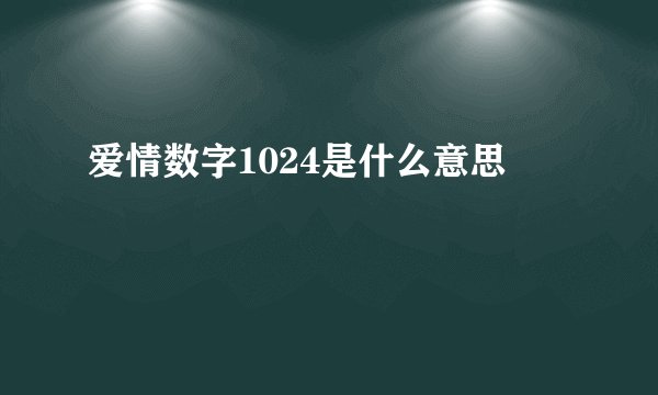 爱情数字1024是什么意思