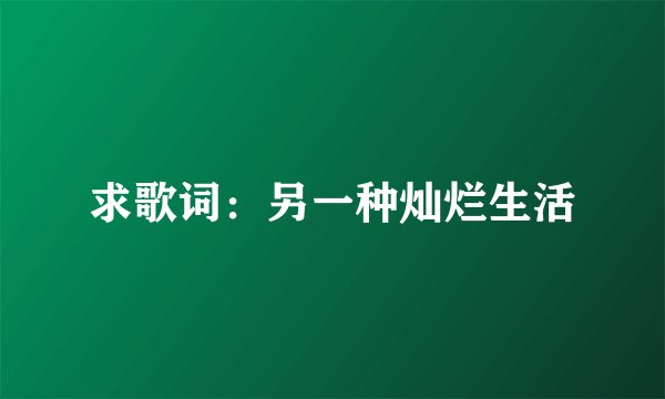 求歌词：另一种灿烂生活