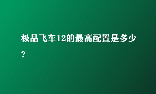 极品飞车12的最高配置是多少？