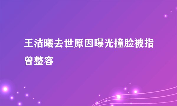 王洁曦去世原因曝光撞脸被指曾整容