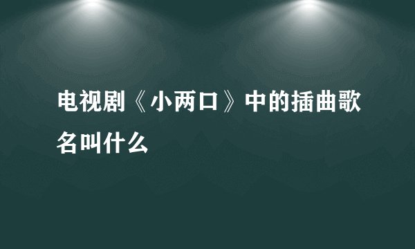 电视剧《小两口》中的插曲歌名叫什么