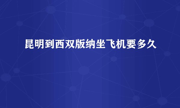 昆明到西双版纳坐飞机要多久
