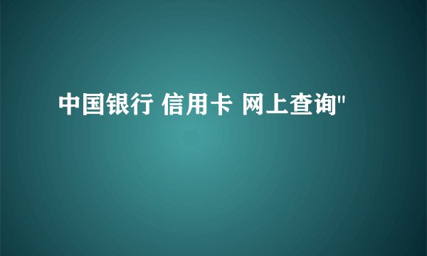 中国银行 信用卡 网上查询