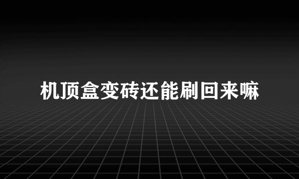 机顶盒变砖还能刷回来嘛