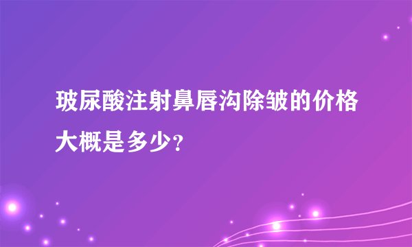 玻尿酸注射鼻唇沟除皱的价格大概是多少？