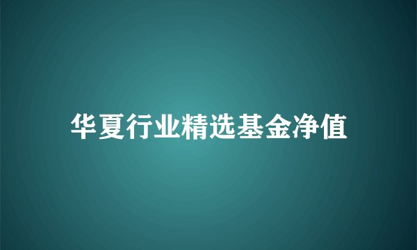 华夏行业精选基金净值