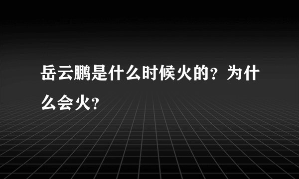 岳云鹏是什么时候火的？为什么会火？