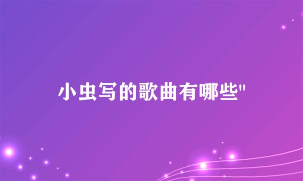 小虫写的歌曲有哪些