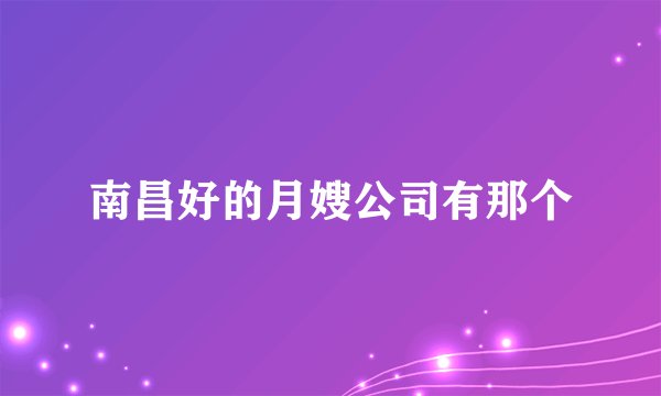 南昌好的月嫂公司有那个